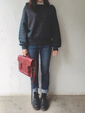 「Dr. Martens（ドクターマーチン）の【Dr. Martens】1460 8EYE BOOTS（ブーツ、ブラック系）」を使った、tohanさん（レディース・161cm）の春コーディネート
