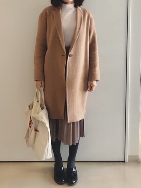 「UNIQLO（ユニクロ）のアイテム（ダッフルコート、ベージュ系）」を使った、tohanさん（レディース・161cm）の冬コーディネート