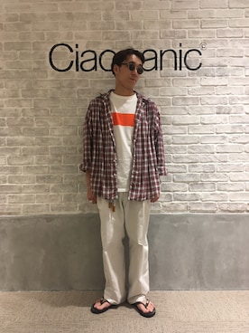 「aie」｜「アイテム（チノパンツ）」を使った、Wataru KIYOUCHIさん（メンズ・172cm）の夏コーディネート
