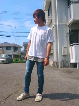 「ROOT THREE（ルートスリー）のアイテム」を使った、RIKUさん（メンズ・167cm）の夏コーディネート