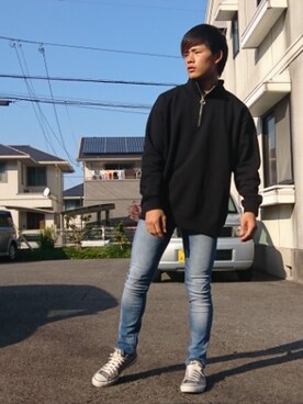「USAコットン」｜「アイテム（スウェット）」を使った、RIKUさん（メンズ・168cm）の秋コーディネート