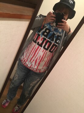 「aveil（アベイル）のアイテム（パンツ）」を使った、のんくまポケットさん（レディース・156cm）の夏コーディネート