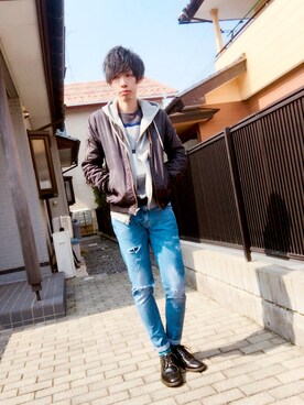 「SHIPS JET BLUE（シップスジェットブルー）のアイテム（ニット/セーター）」を使った、まこつんさん（メンズ・180cm）の春コーディネート
