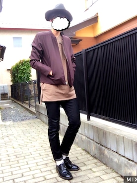 「GLOBAL WORK（グローバルワーク）のフェルトロングブリムハット/705078（ハット）」を使った、まこつんさん（メンズ・180cm）の春コーディネート