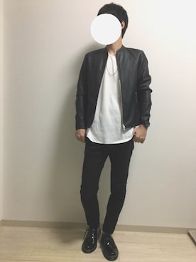 「RAGEBLUE（レイジブルー）の＜トレンドのロング丈＞ワッフルロングカットソー/733404（Tシャツ/カットソー）」を使った、Naoyaさん（メンズ・179cm）の秋コーディネート