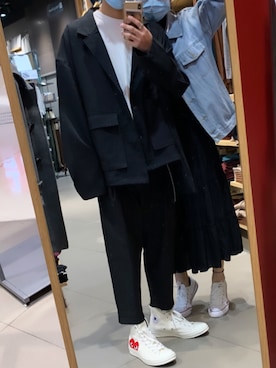 「CDG（シーディージー）のアイテム（シューズ）」を使った、chun0713さん（メンズ・173cm）の冬コーディネート