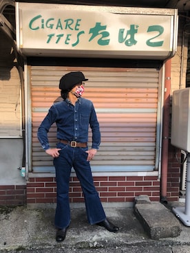 「BONCOURA（ボンクラ）のアイテム（シャツ/ブラウス、ブルー系）」を使った、TAKAHIRO MAEDAさん（メンズ・174cm）の春コーディネート