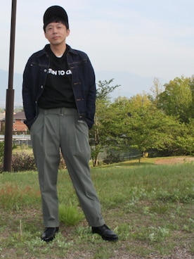 「CLANE（クラネ）のアイテム（カーゴパンツ）」を使った、green manさん（メンズ・165cm）の春コーディネート