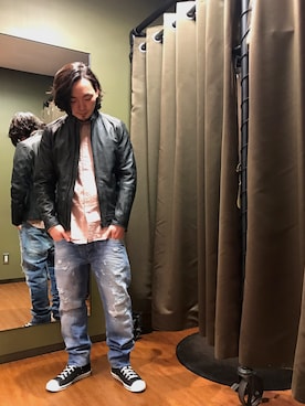 「デニムから始まったライフスタイルブランド」｜「アイテム（ライダースジャケット）」を使った、taikiさん（メンズ・173cm）の冬コーディネート