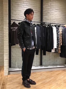 「hystericglamour」｜「アイテム（ライダースジャケット）」を使った、こりさん（メンズ・167cm）の秋コーディネート