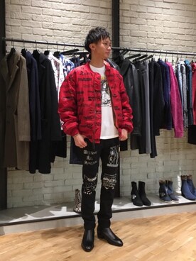 「hystericglamour」｜「アイテム（MA-1）」を使った、こりさん（メンズ・167cm）の秋コーディネート