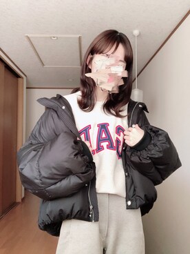 「kutir（クティール）のアイテム（ダウンジャケット/コート）」を使った、かえでさん（レディース・160cm）の冬コーディネート