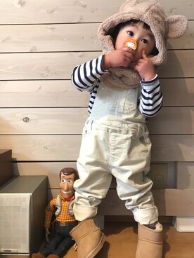 「GLOBAL WORK（グローバルワーク）のアイテム（オールインワン・サロペット）」を使った、ＹＵＫＡさん（キッズ・80cm）の冬コーディネート