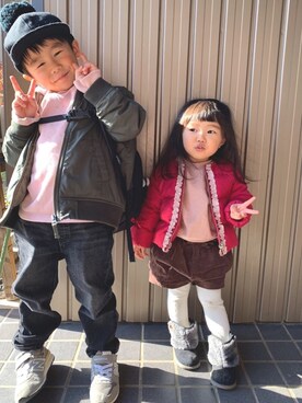 「UNIQLO（ユニクロ）のアイテム（MA-1）」を使った、ＹＵＫＡさん（キッズ・100cm）の冬コーディネート