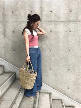 「Ungrid（アングリッド）のアイテム（チューブトップ）」を使った、KASUMIさん（レディース・161cm）の夏コーディネート