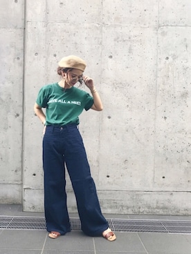 「ペーパーハット」｜「アイテム（その他）」を使った、KASUMIさん（レディース・161cm）の夏コーディネート