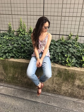 「Ungrid（アングリッド）のストラップサンダル（サンダル）」を使った、KASUMIさん（レディース・161cm）の夏コーディネート