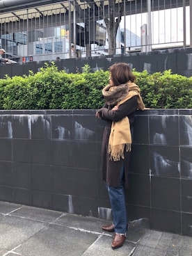 「Ungrid（アングリッド）のアイテム（ストール/ショール）」を使った、KASUMIさん（レディース・161cm）の冬コーディネート