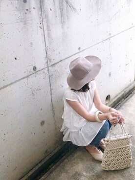 「Ameri（アメリ）のアイテム（ハット）」を使った、KASUMIさん（レディース・161cm）の夏コーディネート