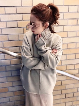「select MOCA（セレクトモカ）のリンキングオーバーサイズタートルニット（ニット/セーター）」を使った、KASUMIさん（レディース・161cm）の冬コーディネート