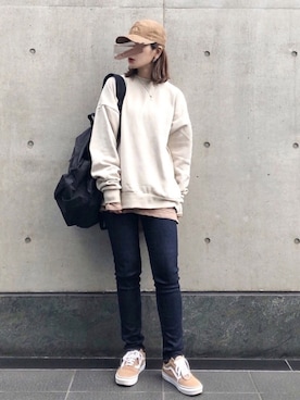 「THE NORTH FACE PURPLE LABEL（ザ ノースフェイス パープルレーベル）の[ ザ ノースフェイス パープルレーベル ] THE NORTH FACE PURPLE LABEL  コーデュロイ FIELD キャップ（キャップ）」を使った、KASUMIさん（レディース・161cm）の秋コーディネート