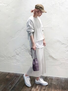 「THE NORTH FACE PURPLE LABEL（ザ ノースフェイス パープルレーベル）の[ ザ ノースフェイス パープルレーベル ] THE NORTH FACE PURPLE LABEL  コーデュロイ FIELD キャップ（キャップ）」を使った、KASUMIさん（レディース・161cm）の春コーディネート