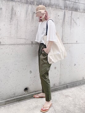 「THE NORTH FACE PURPLE LABEL（ザ ノースフェイス パープルレーベル）の[ ザ ノースフェイス パープルレーベル ] THE NORTH FACE PURPLE LABEL  コーデュロイ FIELD キャップ（キャップ）」を使った、KASUMIさん（レディース・161cm）の夏コーディネート