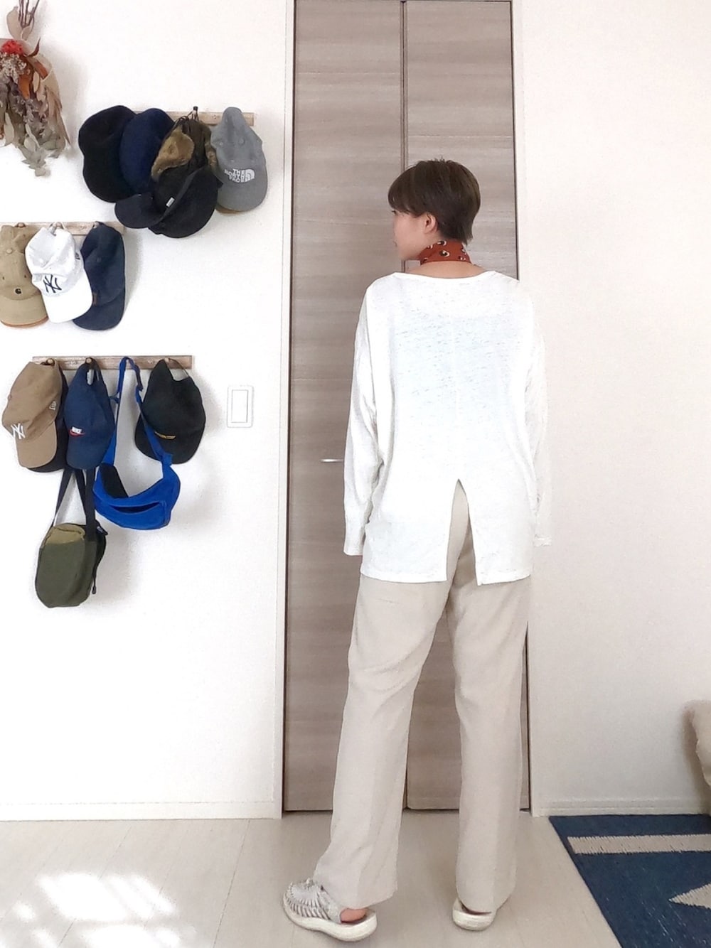 「ショートヘア、マッシュショート、ショート女子、お洒落さんとつながりたい」｜「ショートヘアのアイテム（その他、ブルー系）」を使った、ｙｒｃｎ.さん（レディース・164cm）の夏コーディネートの1枚目の写真