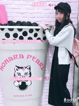 「ZARA（ザラ）のアイテム（帽子、ブルー系）」を使った、chelchelさん（レディース・166cm）の冬コーディネート