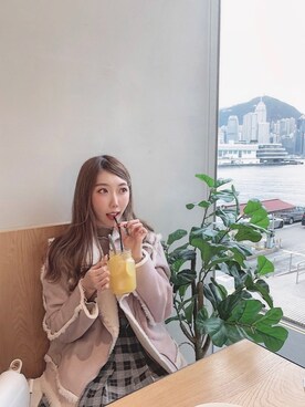 「MAJESTIC LEGON（マジェスティックレゴン）のアイテム（ジャケット/アウター、ピンク系）」を使った、chelchelさん（レディース・166cm）の冬コーディネート