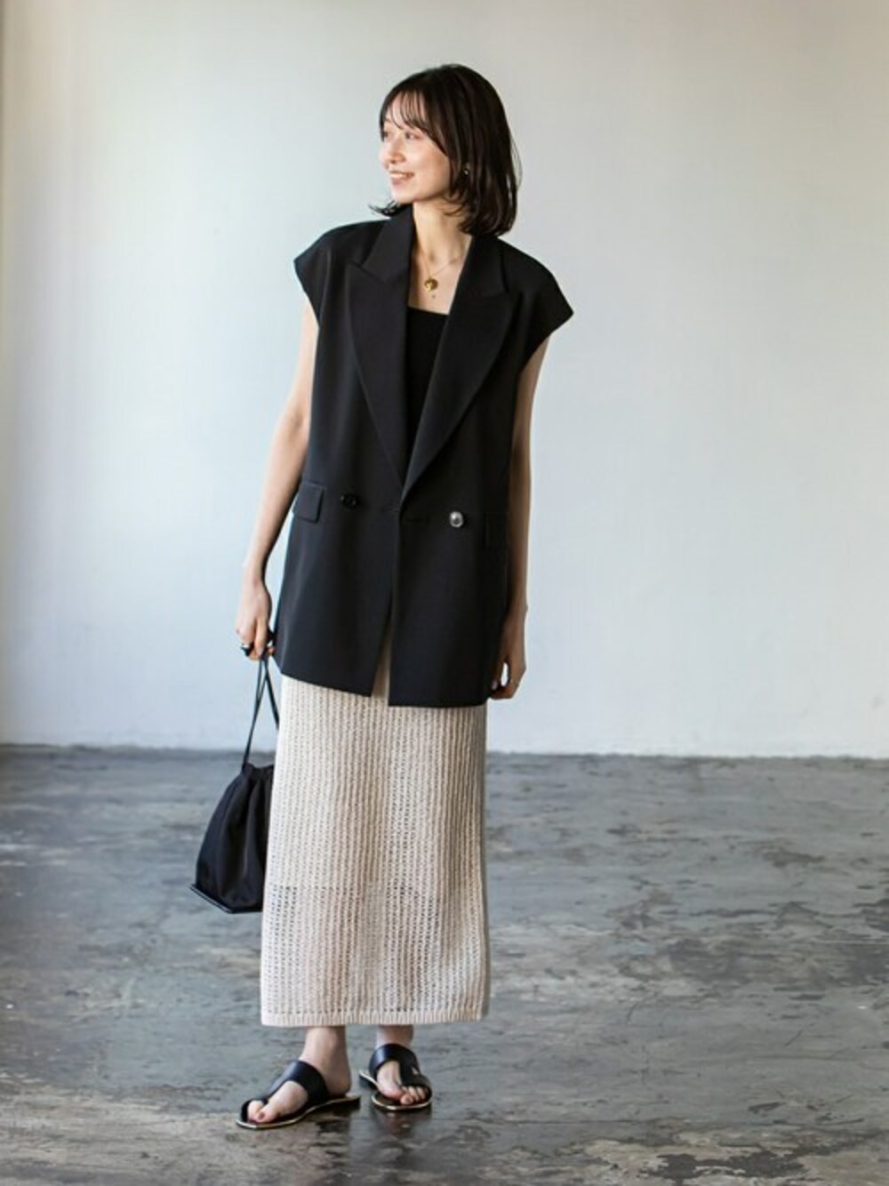 ペーパーヤーンメッシュニットスカート◇を使った人気ファッション