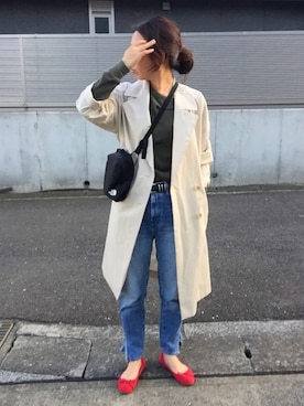 「NATURAL BEAUTY BASIC（ナチュラルビューティーベーシック）のアイテム（トレンチコート）」を使った、asamiiiinさん（レディース・160cm）の春コーディネート