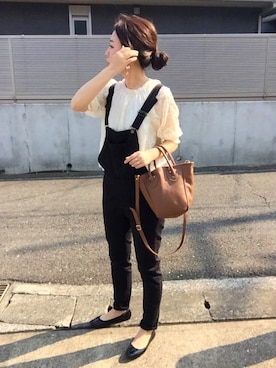 「BAYFLOW（ベイフロー）のアイテム（オールインワン・サロペット）」を使った、asamiiiinさん（レディース・160cm）の夏コーディネート