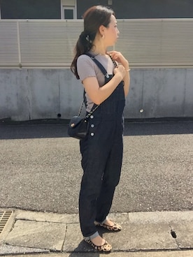 「リブT」｜「アイテム（オールインワン・サロペット）」を使った、asamiiiinさん（レディース・160cm）の秋コーディネート