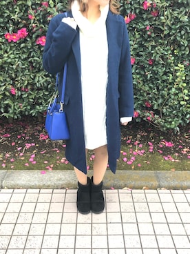 「Honeys（ハニーズ）のアイテム（ワンピース、ホワイト系）」を使った、manaさん（レディース・153cm）の冬コーディネート