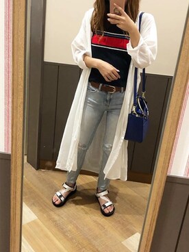 「H&M（エイチ・アンド・エム）のアイテム（タンクトップ、その他）」を使った、manaさん（レディース・153cm）の夏コーディネート