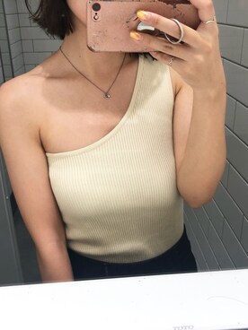 「fifth（フィフス）のアイテム（トップス、ベージュ系）」を使った、manaさん（レディース・153cm）の夏コーディネート