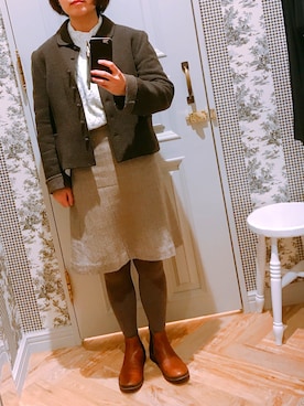 「靴下屋（クツシタヤ）の靴下屋/ 110デニール プレミアムタイツ M～Lサイズ（タイツ/ストッキング）」を使った、ゆずかさん（レディース・151cm）の冬コーディネート