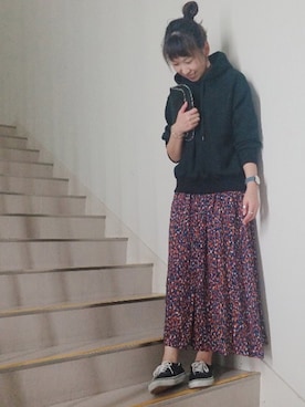 「アイテム（腕時計、ブルー系）」を使った、ゆゆさん（レディース・161cm）の冬コーディネート