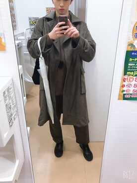 「BASQUE magenta（バスクマゼンタ）のアイテム（ニット/セーター）」を使った、しゅーやさん（メンズ・182cm）の冬コーディネート