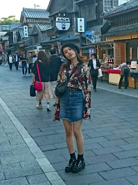 「EMODA」｜「アイテム（ハンチング/ベレー帽）」を使った、 h  t  m  .さん（レディース・155cm）の秋コーディネート