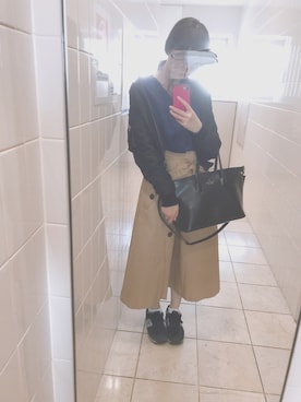 「Daniel Wellington」｜「アイテム（MA-1）」を使った、naco🍩さん（レディース・160cm）の春コーディネート