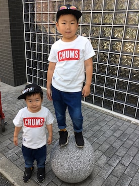 「CHUMS（チャムス）のアイテム（トップス）」を使った、SKHRさん（キッズ・120cm）の春コーディネート