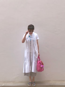 「bulle de savon（ビュルデサボン）のアイテム（ショルダーバッグ）」を使った、Alisa longさん（レディース・155cm）の夏コーディネート