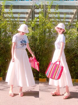 「sandro（サンドロ）のアイテム（トップス）」を使った、Alisa longさん（レディース・156cm）の夏コーディネート