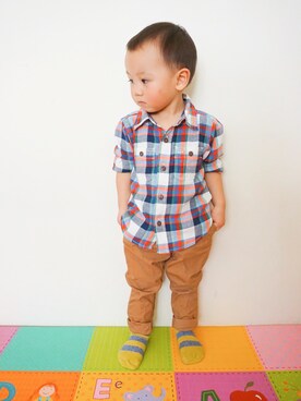 「babygap」｜「アイテム（チノパンツ）」を使った、the_twins_daily_さん（キッズ・90cm）の夏コーディネート