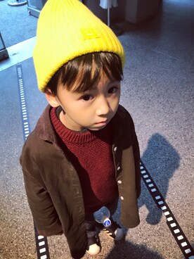 「Acne Studios（アクネストゥディオズ）のアイテム（ニットキャップ/ビーニー）」を使った、the_twins_daily_さん（キッズ・110cm）の春コーディネート