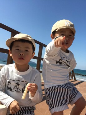 「3兄弟」｜子猿コ−デさん（キッズ・100cm）の春コーディネート