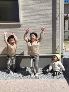 「3兄弟」｜子猿コ−デさん（キッズ・100cm）の春コーディネート