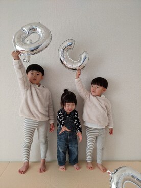 「3兄弟」｜子猿コ−デさん（キッズ・80cm）の冬コーディネート